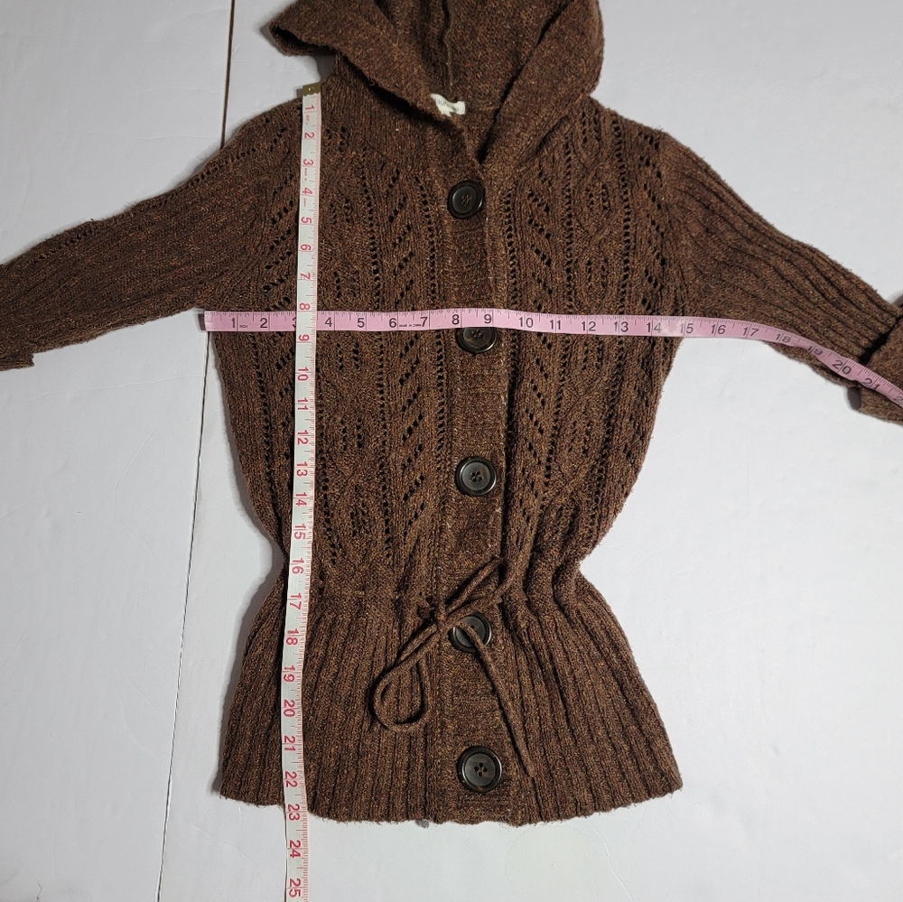Maurices Brown Knit Hooded Cardigan Sweater Button Front Size M - Picture 10 of 11